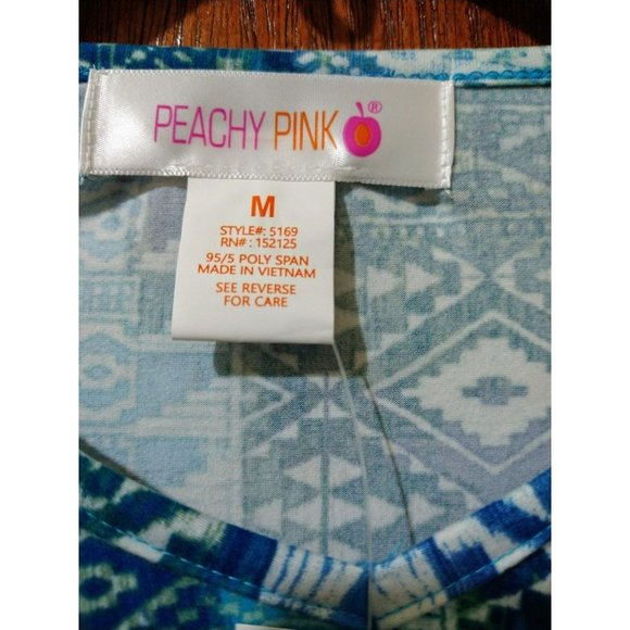 Casual Geometric Turquoise Blouse - Picture 7 of 7